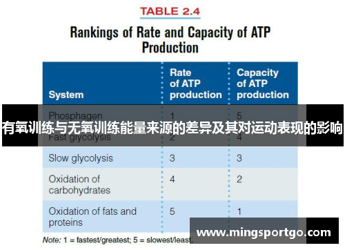有氧训练与无氧训练能量来源的差异及其对运动表现的影响